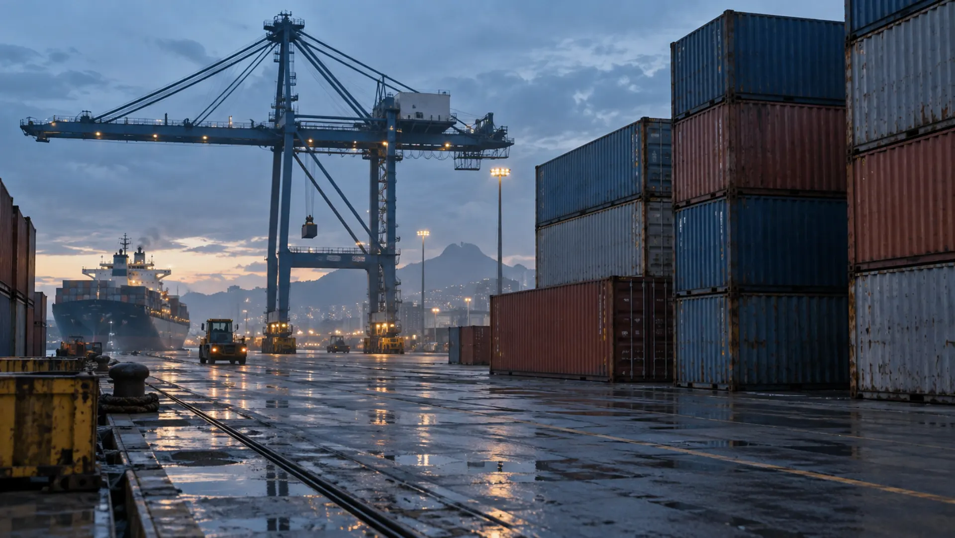 Porto de contêineres, imagem ilustrativa da rota de importação